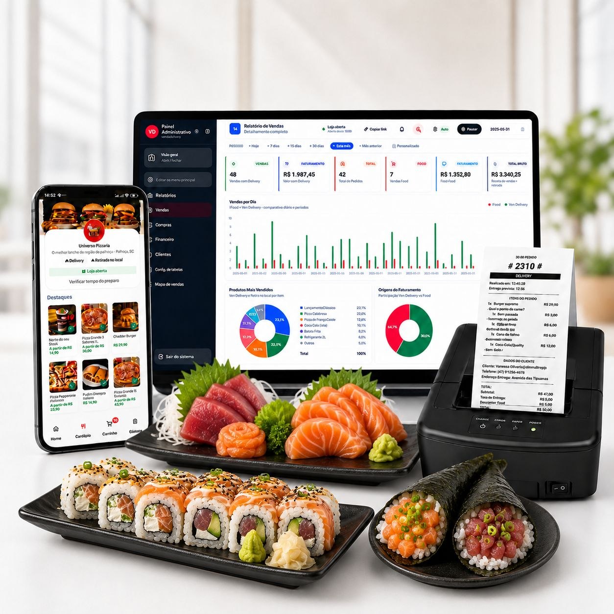 Cardápio digital personalizado para restaurantes de comida japonesa com sushi, temaki, combinados e delivery