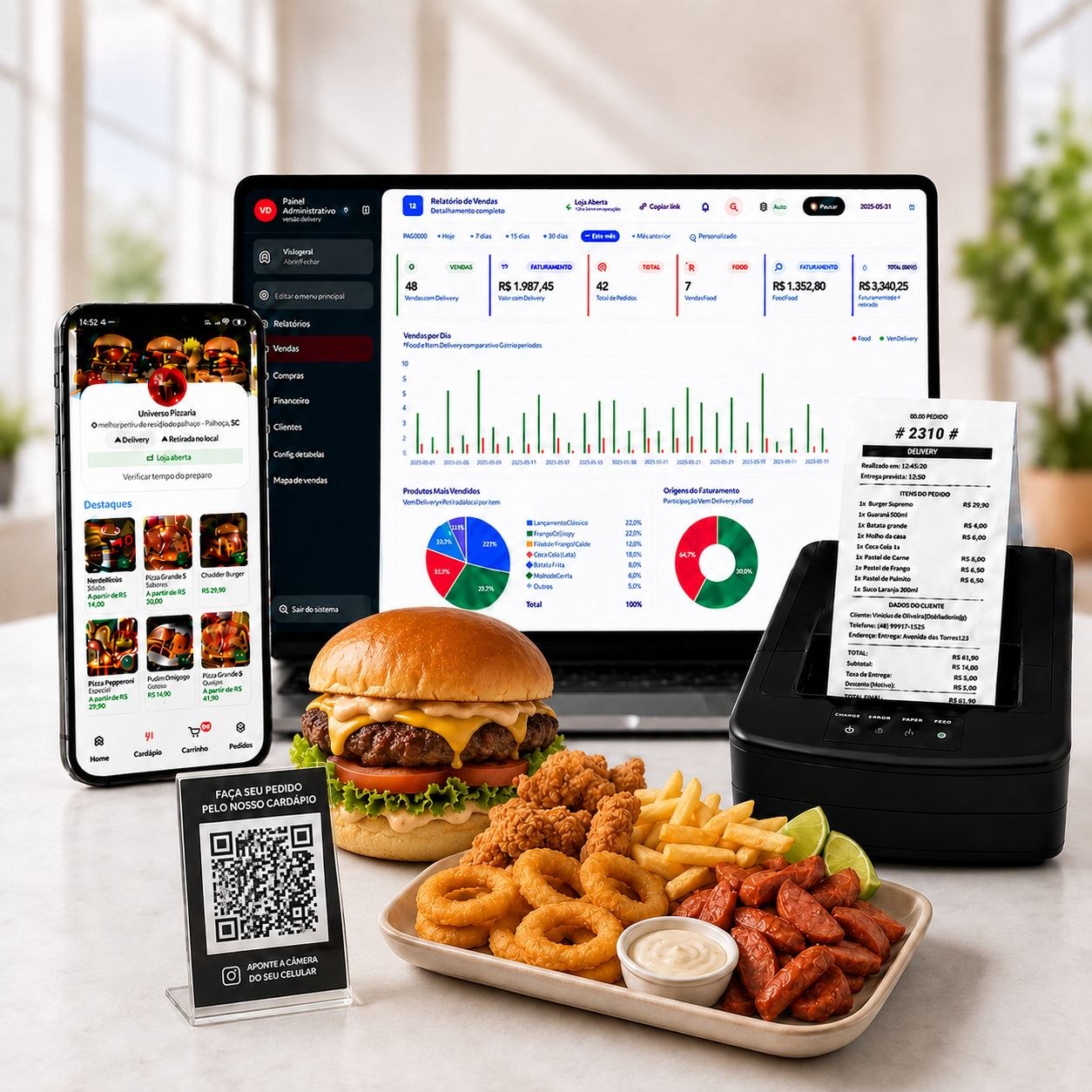 Sistema para lanchonetes com cardápio digital, balcão, mesas, PDV e delivery